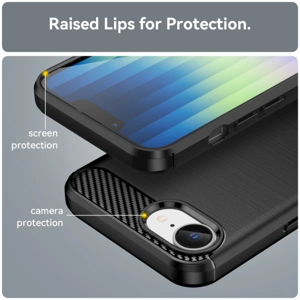 Силиконов Калъф Carbon Fibre Brushed за  iPhone 16e/17e, Черен 5