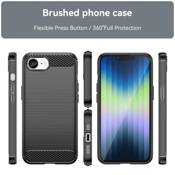 Силиконов Калъф Carbon Fibre Brushed за  iPhone 16e/17e, Черен 4