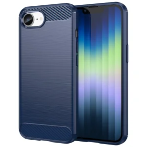 Силиконов Калъф Carbon Fibre Brushed за iPhone 16e/17e, Син