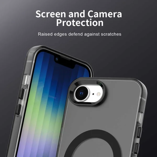 Anti Drop Hybrid MagSF Plastic Case for iPhone 16e/17e, Black-transparent 6