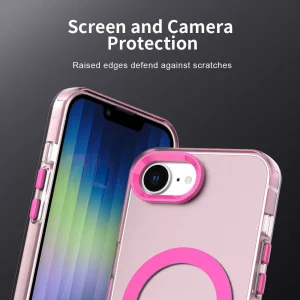Plastic Case Anti Drop Hybrid MagSF for iPhone 16e/17e, Pink-Transparent 6