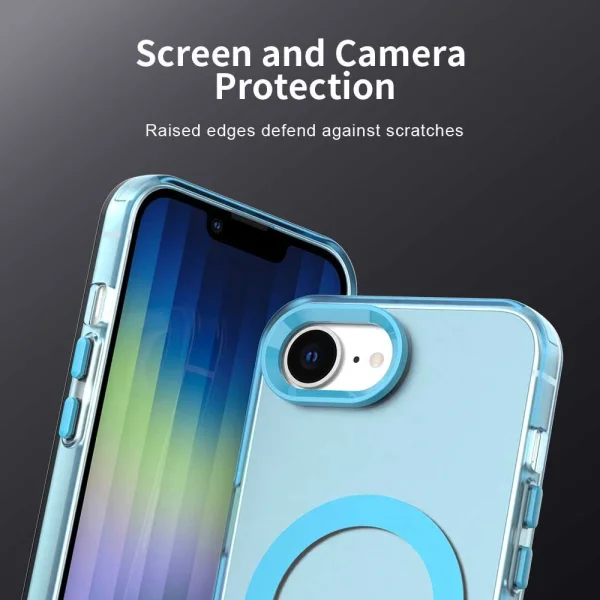 Plastic Case Anti Drop Hybrid MagSF for iPhone 16e/17e, Blue-transparent 6