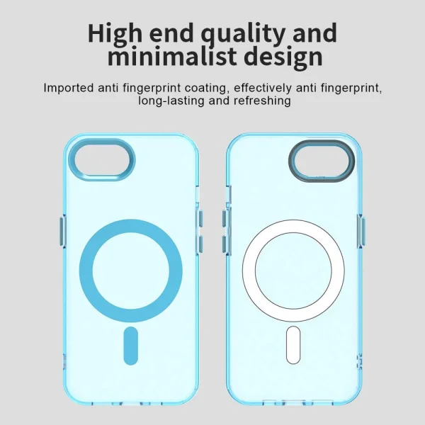 Plastic Case Anti Drop Hybrid MagSF for iPhone 16e/17e, Blue-transparent 5