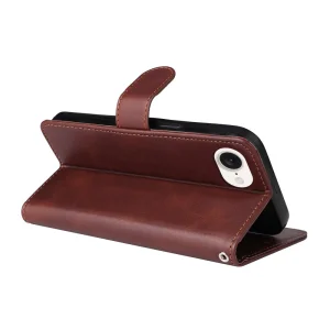 Magnetic Clasp Flip Case for iPhone 16e/17e, Brown 3