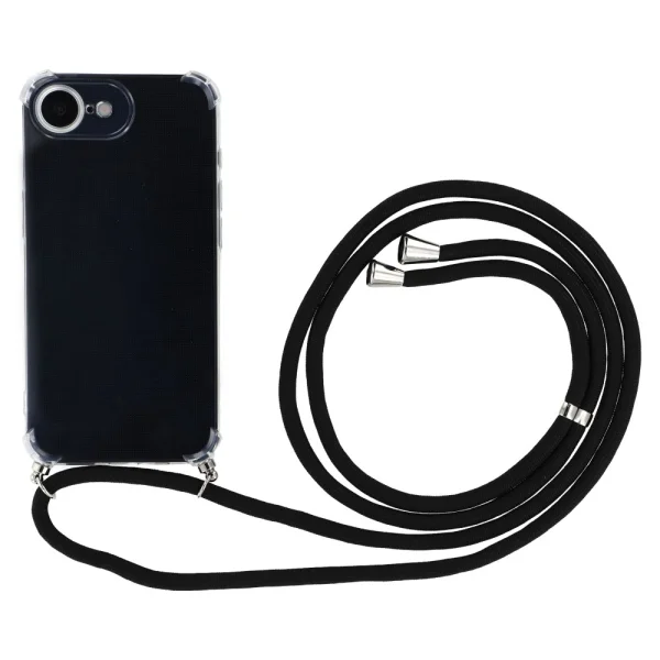 Shockproof Silicone Case for iPhone 16e/17e, lanyard, Transparent 3