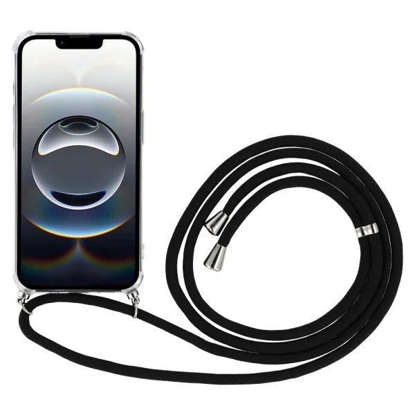 Shockproof Silicone Case for iPhone 16e/17e, lanyard, Transparent 2
