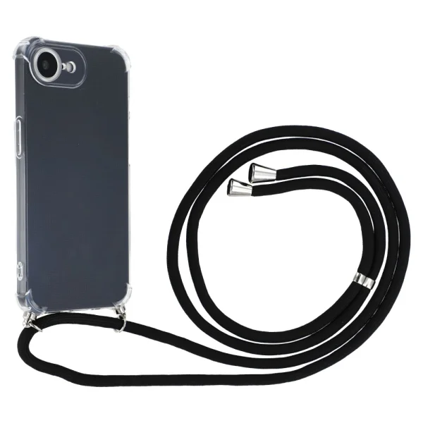 Shockproof Silicone Case for iPhone 16e/17e, lanyard, Transparent 1