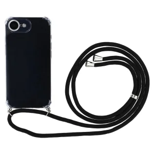 Shockproof Silicone Case for iPhone 16e/17e, lanyard, Transparent 3