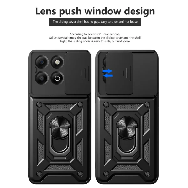 Shockproof Slide Camera Case for Honor X6b 4G, Black 4