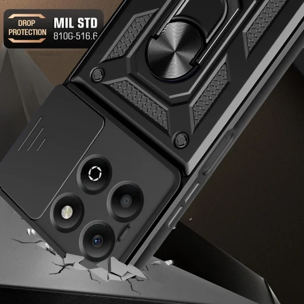 Shockproof Slide Camera Case for Honor X6b 4G, Black 2