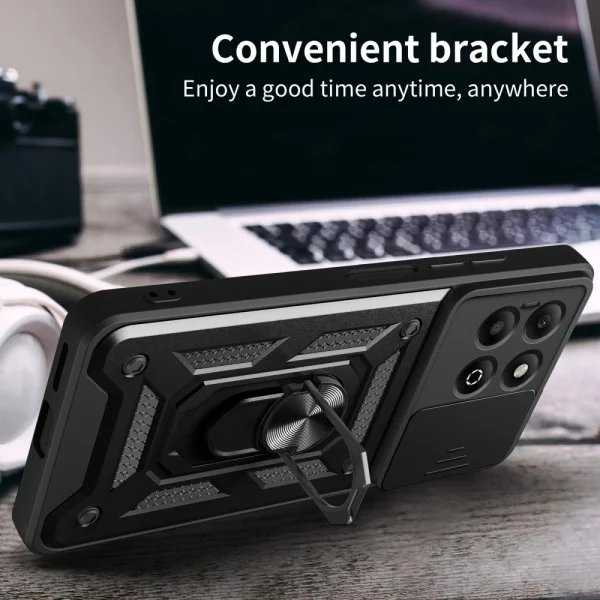 Shockproof Slide Camera Case for Honor X6b 4G, Black 5