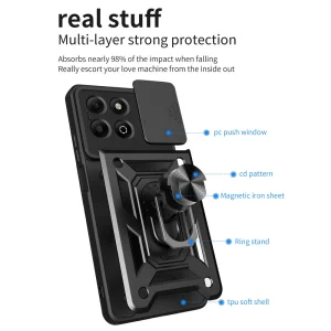 Shockproof Slide Camera Case for Honor X6b 4G, Black 3