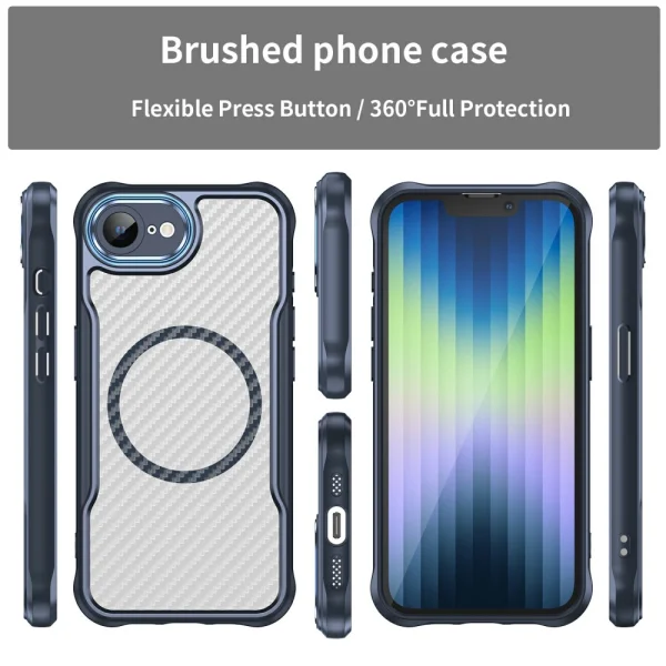 MagSF Hybrid Carbon Shockproof Case for iPhone 16e/17e, Blue 6