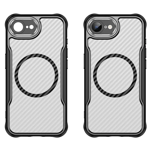 Shockproof case MagSF Hybrid Carbon for iPhone 16e/17e, Black 2