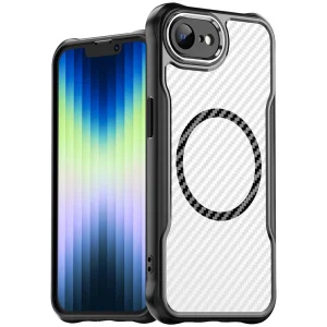 Удароустойчив калъф MagSF Hybrid Carbon за iPhone 16e/17e, Черен