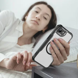 Shockproof case MagSF Hybrid Carbon for iPhone 16e/17e, Black 5