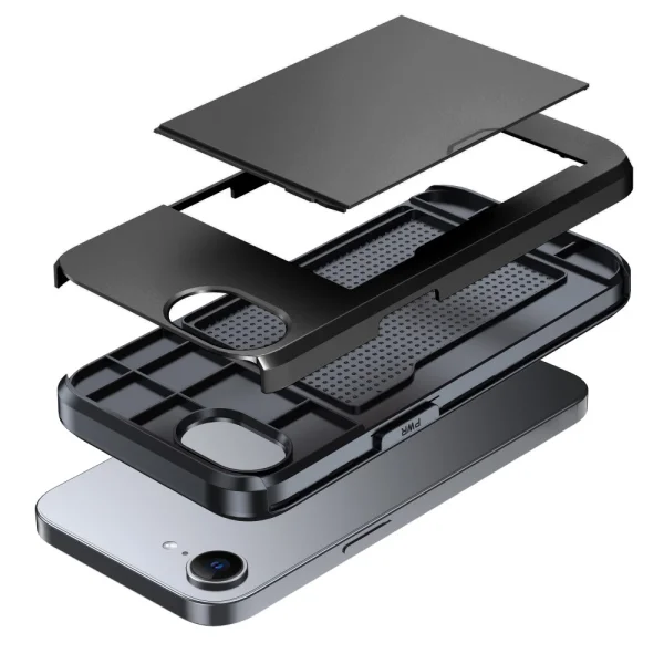 Shockproof case Sliding Card for iPhone 16e/17e, Black 2