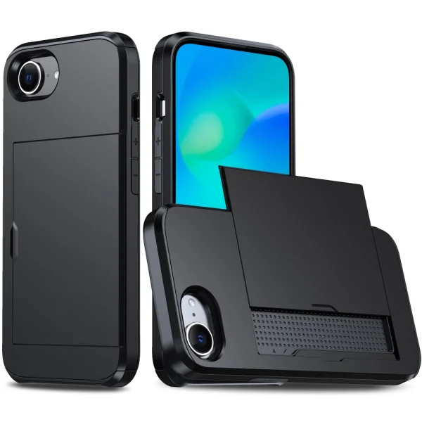 Shockproof case Sliding Card for iPhone 16e/17e, Black 1