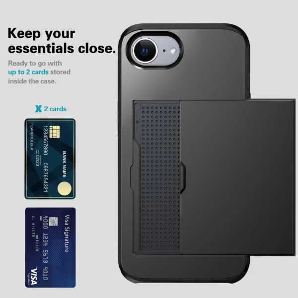 Shockproof case Sliding Card for iPhone 16e/17e, Black 3