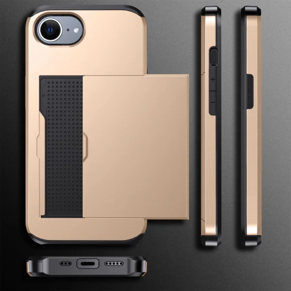 Shockproof case Sliding Card for iPhone 16e/17e, Gold 4