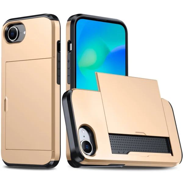 Shockproof case Sliding Card for iPhone 16e/17e, Gold 1