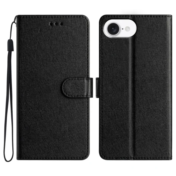 Leather Wallet book case for iPhone 16e/17e, Black 1