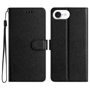 Калъф тефтер Leather Wallet за iPhone 16e/17e, Черен