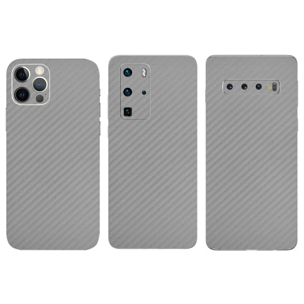 Custom Cut Hydrogel Phone Protector Film (Back), Silver Carbon 1