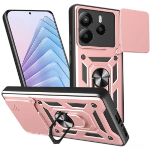 Удароустойчив калъф Slide Camera за Xiaomi Redmi Note 14 5G,  Розово златист
