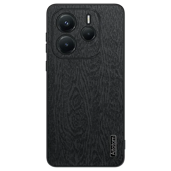 Удароустойчив калъф Wood Leather за Xiaomi Redmi Note 14 5G, Черен 1