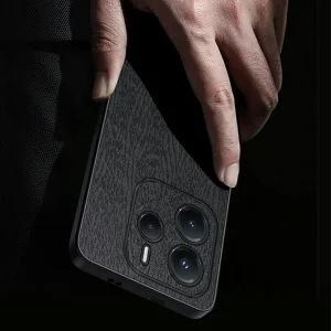 Удароустойчив калъф Wood Leather за Xiaomi Redmi Note 14 5G, Черен 4