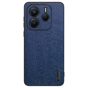 Удароустойчив калъф Wood Leather за Xiaomi Redmi Note 14 5G, Син