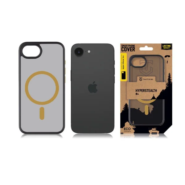 Shockproof case Tactical MagForce Hyperstealth for iPhone 16e/17e, Black-yellow 3