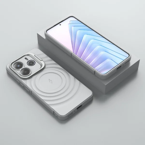 Silicone Case MagSF Kickstand for Xiaomi Redmi Note 14 5G, Grey 4