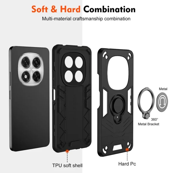 Удароустойчив Калъф Camshield Kickstand за Xiaomi Redmi Note 14 Pro 5G / Poco X7 5G, Черен 3
