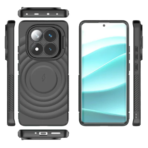 Силиконов калъф MagSF Kickstand за Xiaomi Redmi Note 14 Pro 5G / Poco X7 5G, Черен 4