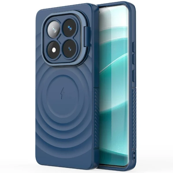 Silicone case MagSF Kickstand for Xiaomi Redmi Note 14 Pro 5G / Poco X7 5G, Blue 2