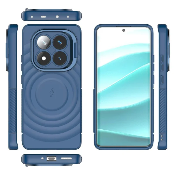 Silicone case MagSF Kickstand for Xiaomi Redmi Note 14 Pro 5G / Poco X7 5G, Blue 3