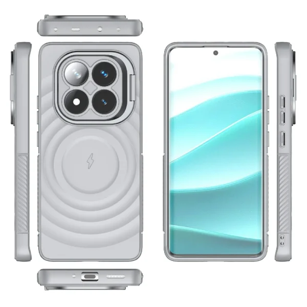 Силиконов калъф MagSF Kickstand за Xiaomi Redmi Note 14 Pro 5G / Poco X7 5G, Сив 3