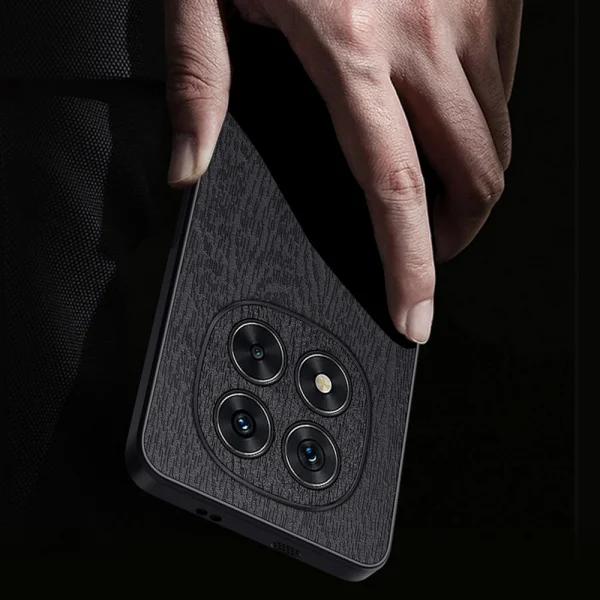 Удароустойчив калъф Wood Leather за Xiaomi Redmi Note 14 Pro 5G / Poco X7 5G, Черен 2