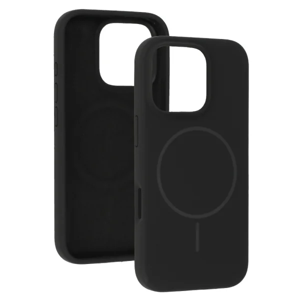 Удароустойчив калъф MagSF Slim Silicone за iPhone 16 Pro, Черен 4