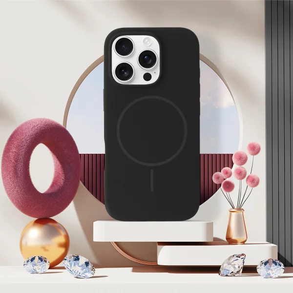 Удароустойчив калъф MagSF Slim Silicone за iPhone 16 Pro, Черен 5