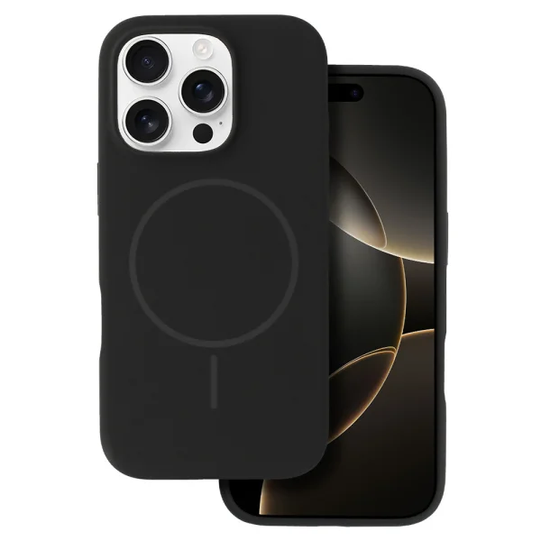 Удароустойчив калъф MagSF Slim Silicone за iPhone 16 Pro, Черен 1