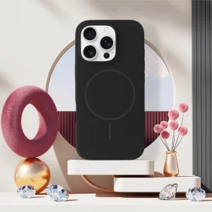Удароустойчив калъф MagSF Slim Silicone за iPhone 16 Pro, Черен 5