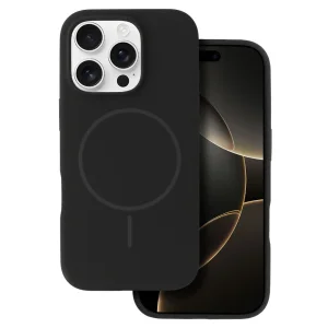 Удароустойчив калъф MagSF Slim Silicone за iPhone 16 Pro, Черен