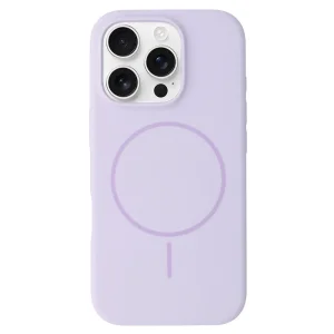 Удароустойчив калъф MagSF Slim Silicone за iPhone 16 Pro, Лилав