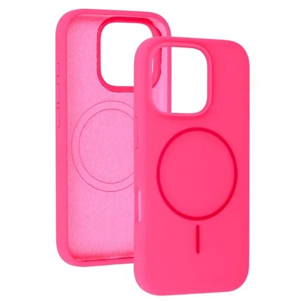 Shock-resistant case MagSF Slim Silicone for iPhone 16 Pro Max, Pink 4
