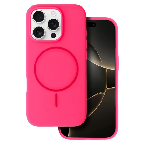 Shock-resistant case MagSF Slim Silicone for iPhone 16 Pro Max, Pink 2