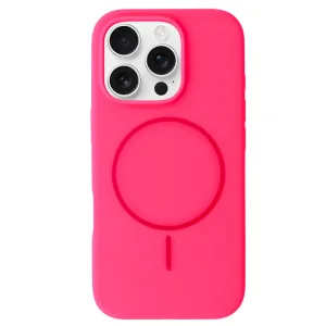 Удароустойчив калъф MagSF Slim Silicone за iPhone 16 Pro Max, Розов