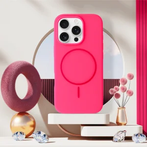 Shock-resistant case MagSF Slim Silicone for iPhone 16 Pro Max, Pink 5
